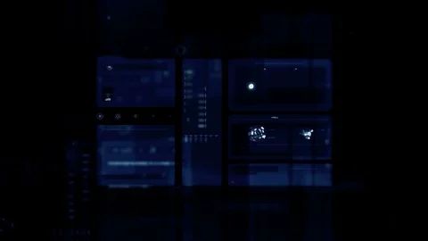 Command center futuristic digital interface / Deep learning on big data process Stock Footage 69887136