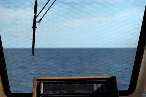 Command deck of ship detail window Stockfoto's