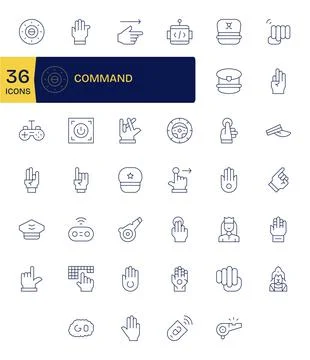 Command Design Vector Icons featuring 40 Detail Enhanced Thin Line Style Stock Illustration