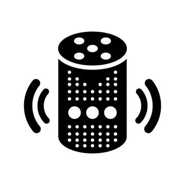 Command, echo, speaker, voice icon. Black vector graphics. Stockillustratie