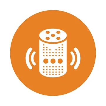 Command, echo, speaker, voice icon. Orange color vector EPS. Illustrazione stock