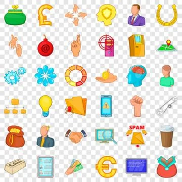 Command icons set, cartoon style Illustrazione stock