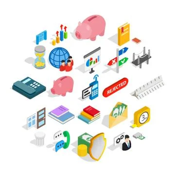 Command icons set, isometric style Illustrazione stock