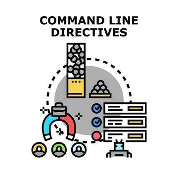 Command line directives for task management and automation Stock Illustration