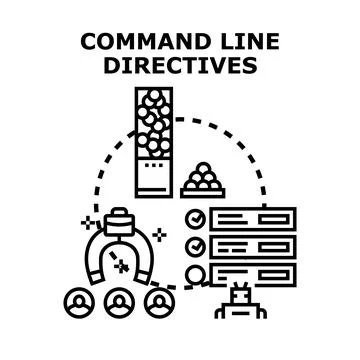 Command line directives for task management and automation Stock Illustration