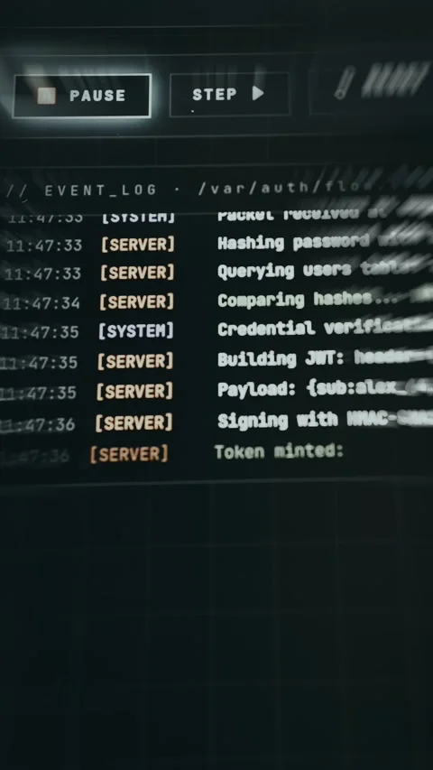 Command-line interface representing system authentication workflow Stock Footage 335459520