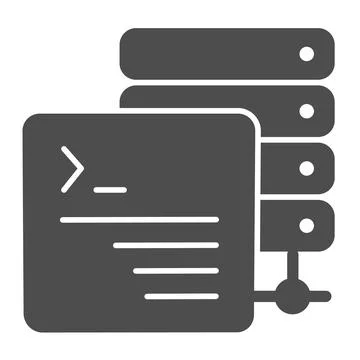 Command line window, data sharing, server console solid icon, programming Stockillustratie