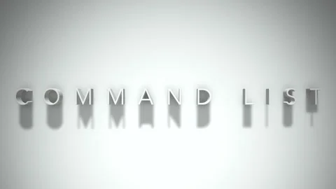 Command list 3D title animation white text on a white background Stock Footage 299749332