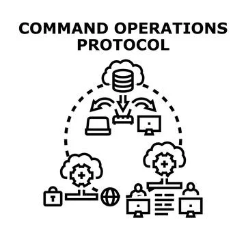 Command operations protocol concept for network management Stock Illustration