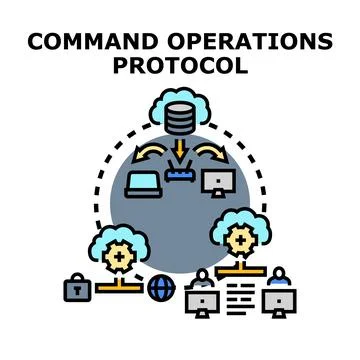 Command operations protocol concept for network management Stock Illustration