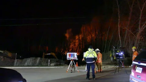 Command post at brush fire Stock Footage 139658761