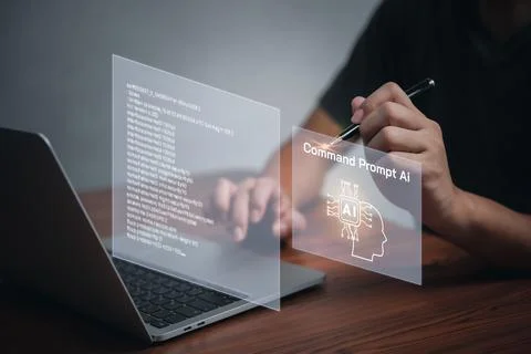Command Prompt AI interface and machine learning language processing, neura.. Foto stock