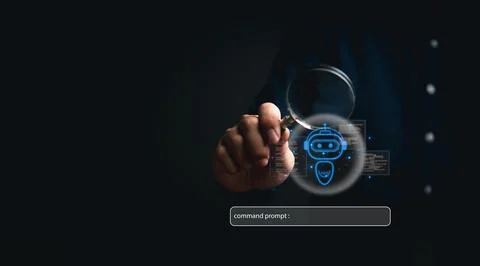 Command Prompt AI interface and machine learning language processing, neura.. 写真素材