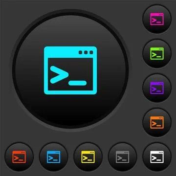 Command prompt dark push buttons with color icons Stock Illustration