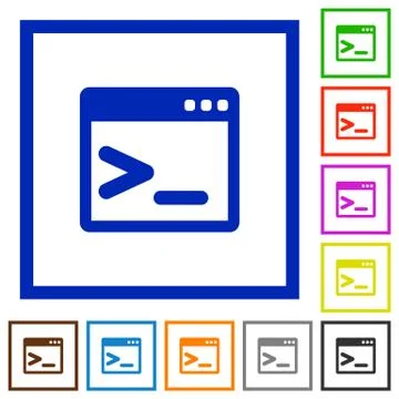 Command prompt framed flat icons Stock Illustration