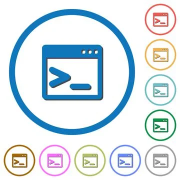 Command prompt icons with shadows and outlines Stock Illustration