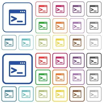 Command prompt outlined flat color icons Stock Illustration