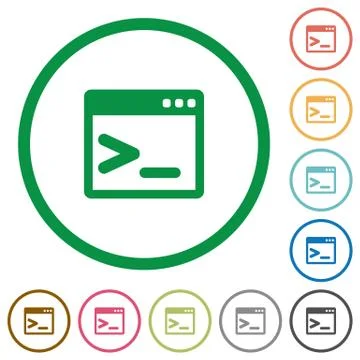 Command prompt outlined flat icons Stock Illustration