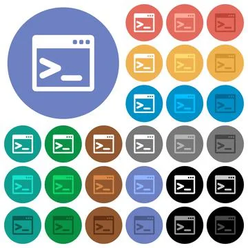 Command prompt round flat multi colored icons Stock Illustration