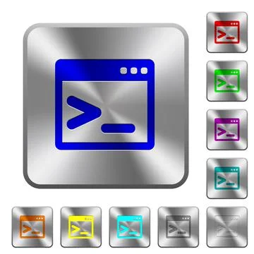 Command prompt rounded square steel buttons Stock Illustration
