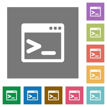 Command prompt square flat icons Stock Illustration