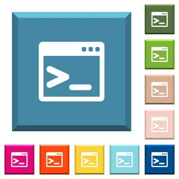 Command prompt white icons on edged square buttons Stock Illustration
