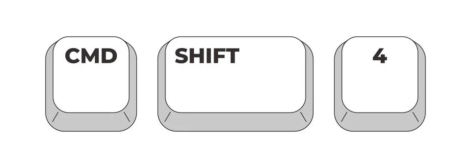 Command Shift 4 grayscale keyboard hotkey Stock Illustration
