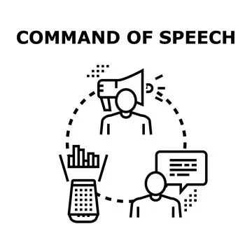 Command of speech voice control assistant communication Stock Illustration