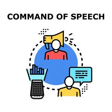 Command of speech voice control assistant communication Stock Illustration