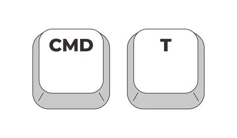 Command T grayscale keyboard hotkey Stock Illustration