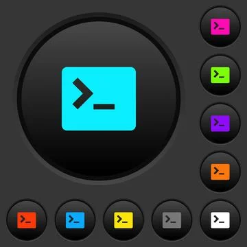 Command terminal dark push buttons with color icons Stock Illustration