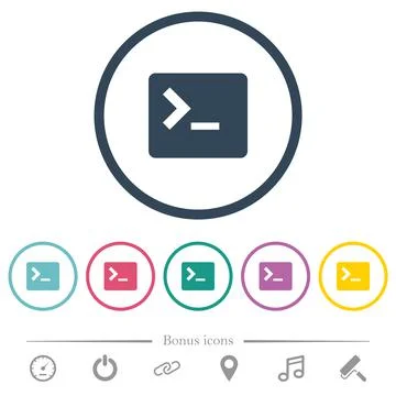 Command terminal flat color icons in round outlines Stock Illustration
