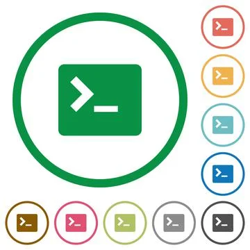Command terminal flat icons with outlines Stock Illustration