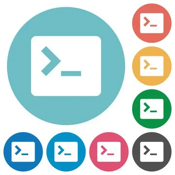 Command terminal flat round icons Stock Illustration