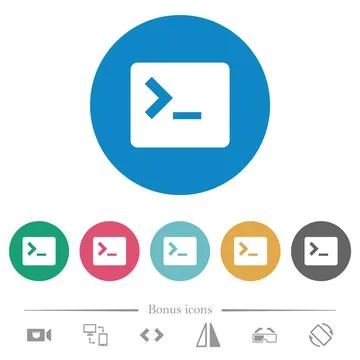 Command terminal flat round icons Stock Illustration
