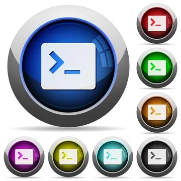 Command terminal round glossy buttons Stock Illustration