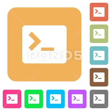 Command terminal rounded square flat icons: Royalty Free #151880290