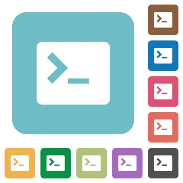 Command terminal rounded square flat icons Stock Illustration