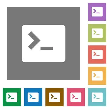 Command terminal square flat icons Stock Illustration