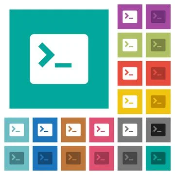 Command terminal square flat multi colored icons Stock Illustration