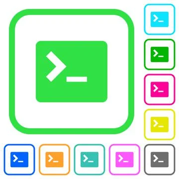 Command terminal vivid colored flat icons Stock Illustration