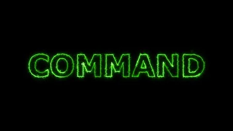 Command text with neon glowing on a black background. 库存插图