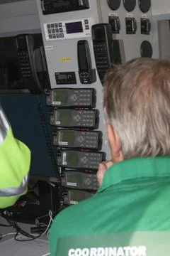 Command vehicle for disaster exercise Stock Photos