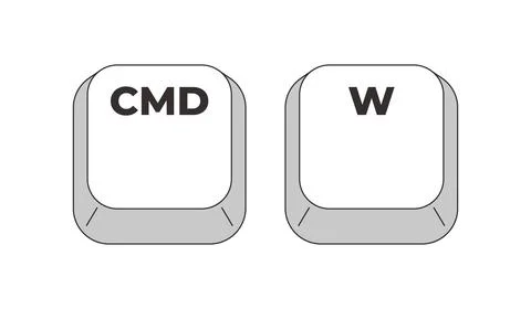 Command W grayscale keyboard hotkey イラスト素材