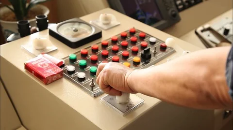Commander In The Control Cabin Of A Ship Stock Footage 107528761