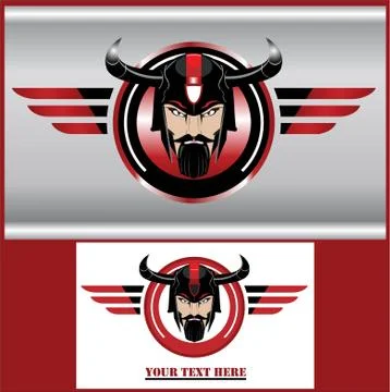 Commander, Horned Warrior on the Winged shield Stock Illustration