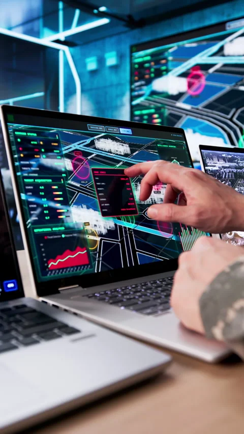 Commanding The Army In Modern Control Center Stock Footage 328392262