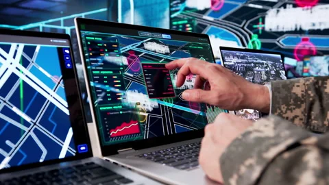 Commanding The Army In Modern Control Center Stock Footage 329295954