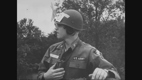 Commanding cadet gives order to take charge - 1950 Stock Footage 90460356