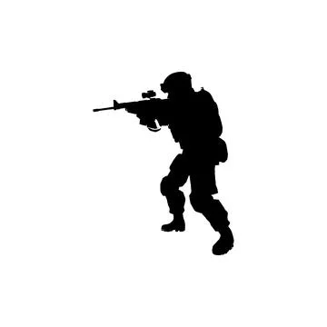 Commando icon. Simple style no war poster background symbol. Gunn shop bran.. Stock Illustration